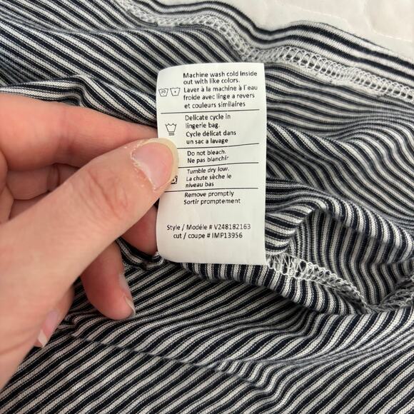 Vince Striped Long Sleeve Tunic Top L Minimalist Classic Pima Cotton Modal - Picture 5 of 7